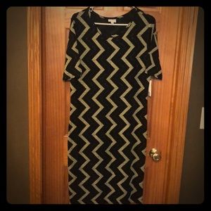 Lularoe Holiday Julia Dress- Black Sparkle Chevron
